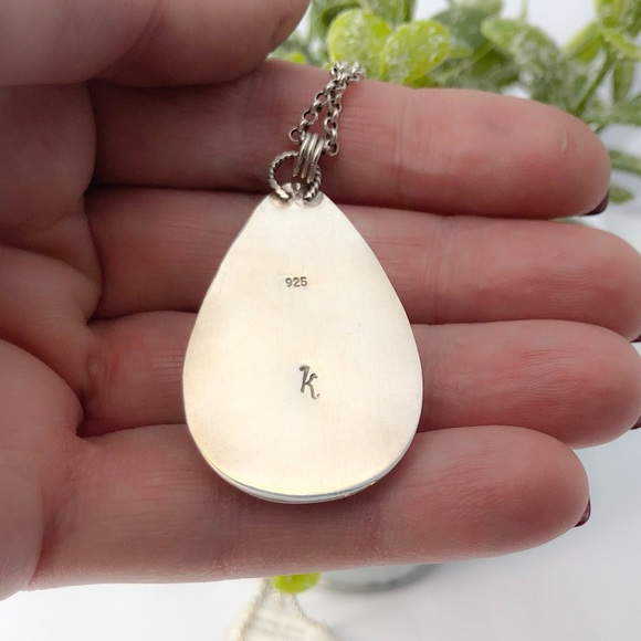 NWT Genuine Petrified Wood Gemstone Sterling Silver .925Necklace w/ 20” SS Chain - Picture 4 of 6